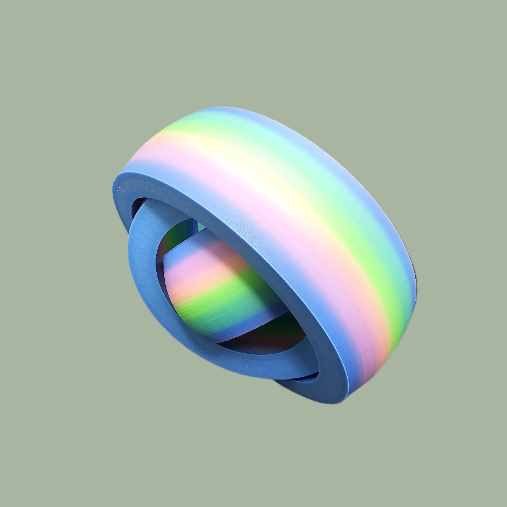 A 3D-printed Gyro Fidget Large toy with three interlocking rings
