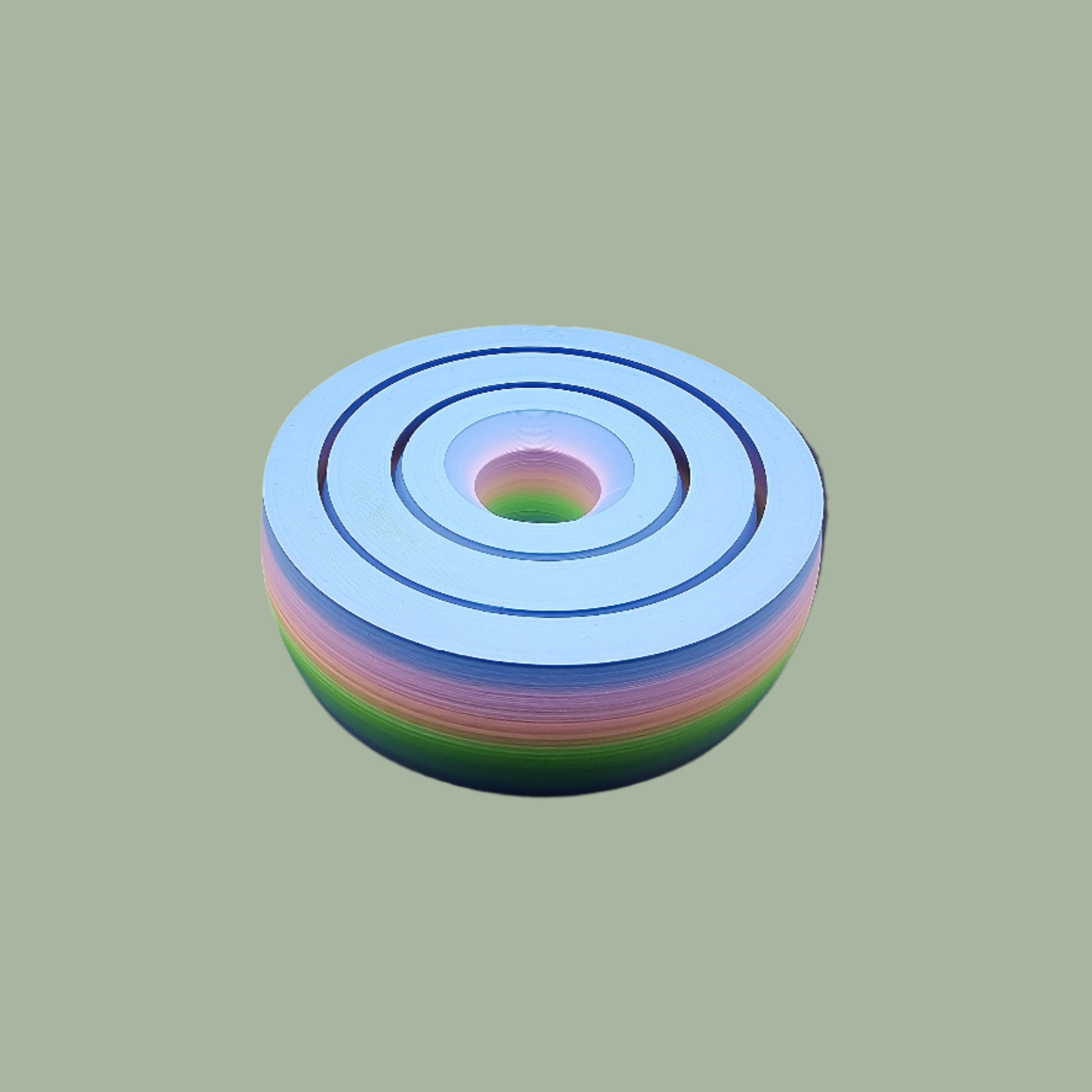 A 3D-printed Gyro Fidget Large toy with three interlocking rings