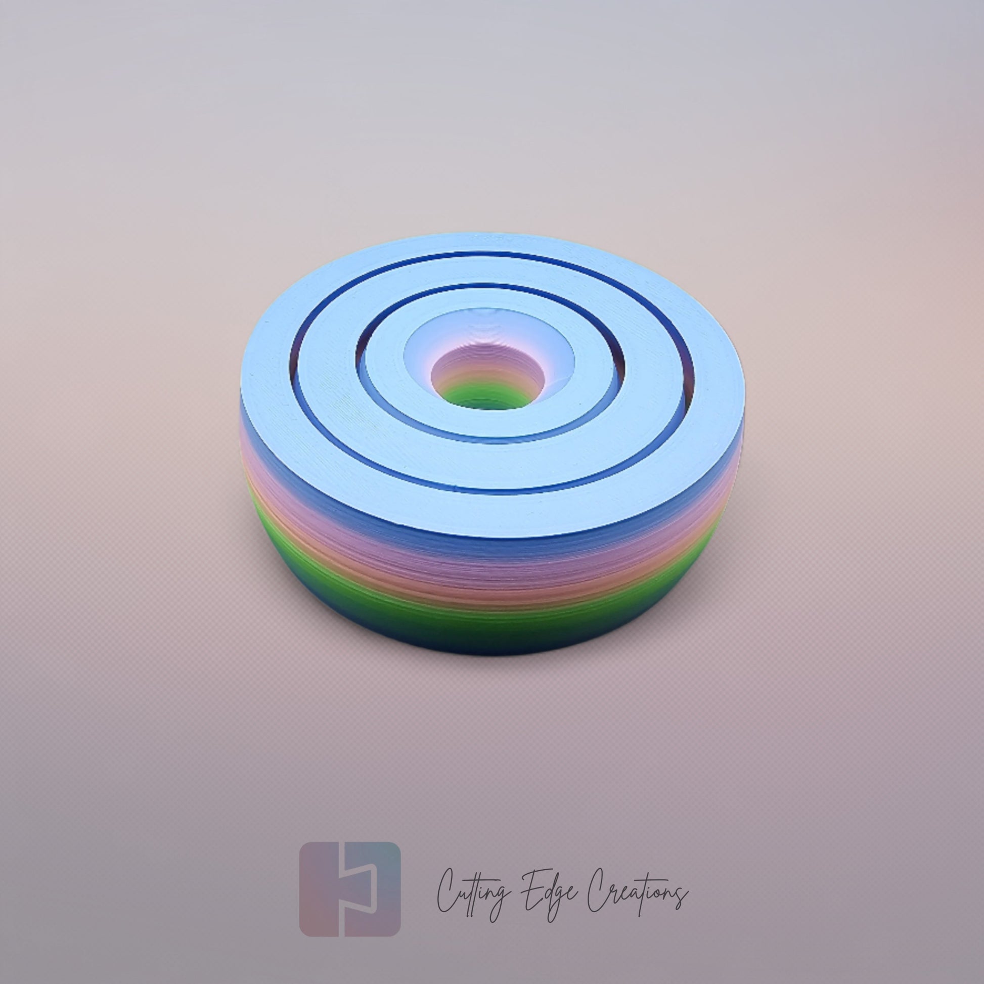 A 3D-printed Gyro Fidget Large toy with three interlocking rings