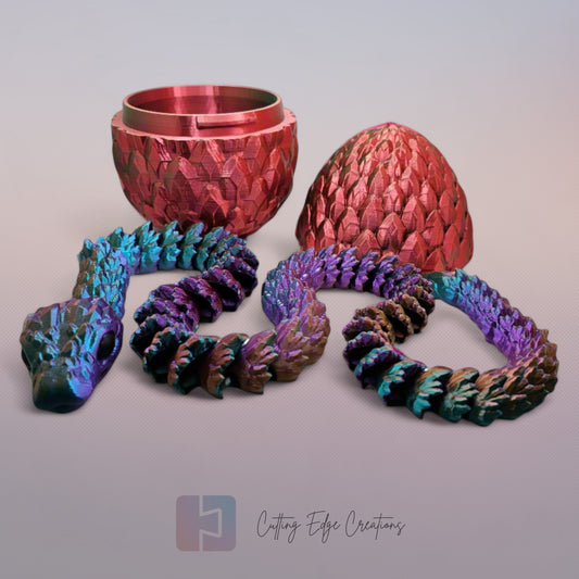 3D-Printed Snake Figurine with Decorative Egg
