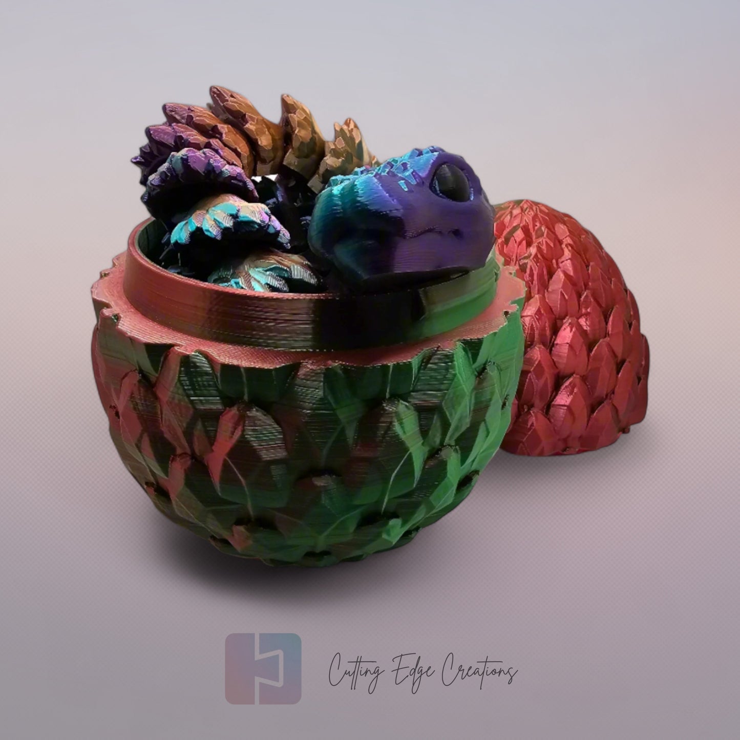 3D-Printed Snake Figurine with Decorative Egg