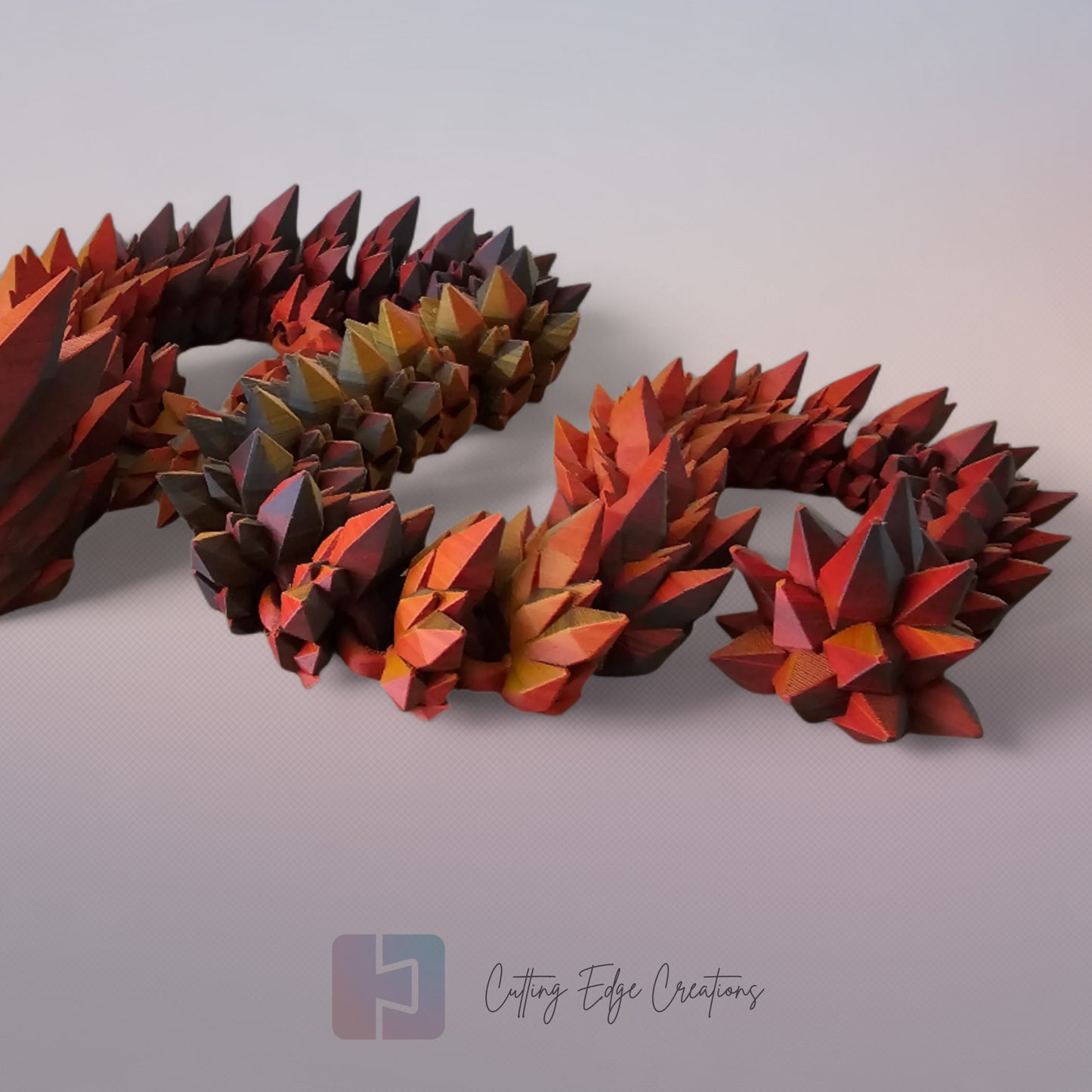3D printed articulated Mega Dragon, flexible toy, handmade in the UK, desk fidget and gift.