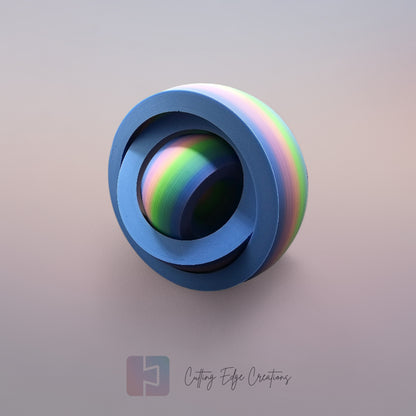 A 3D-printed Gyro Fidget Large toy with three interlocking rings