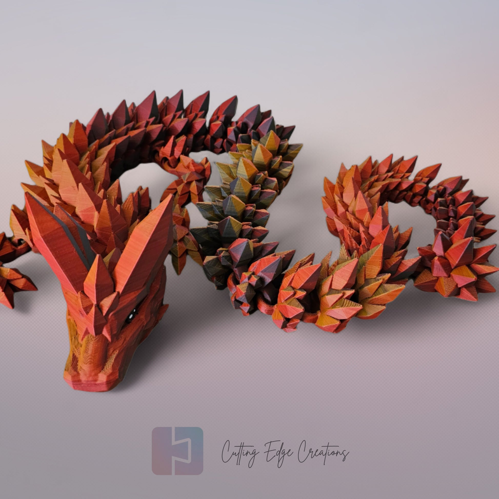 3D printed articulated Mega Dragon, flexible toy, handmade in the UK, desk fidget and gift.