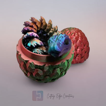 3D-Printed Snake Figurine with Decorative Egg