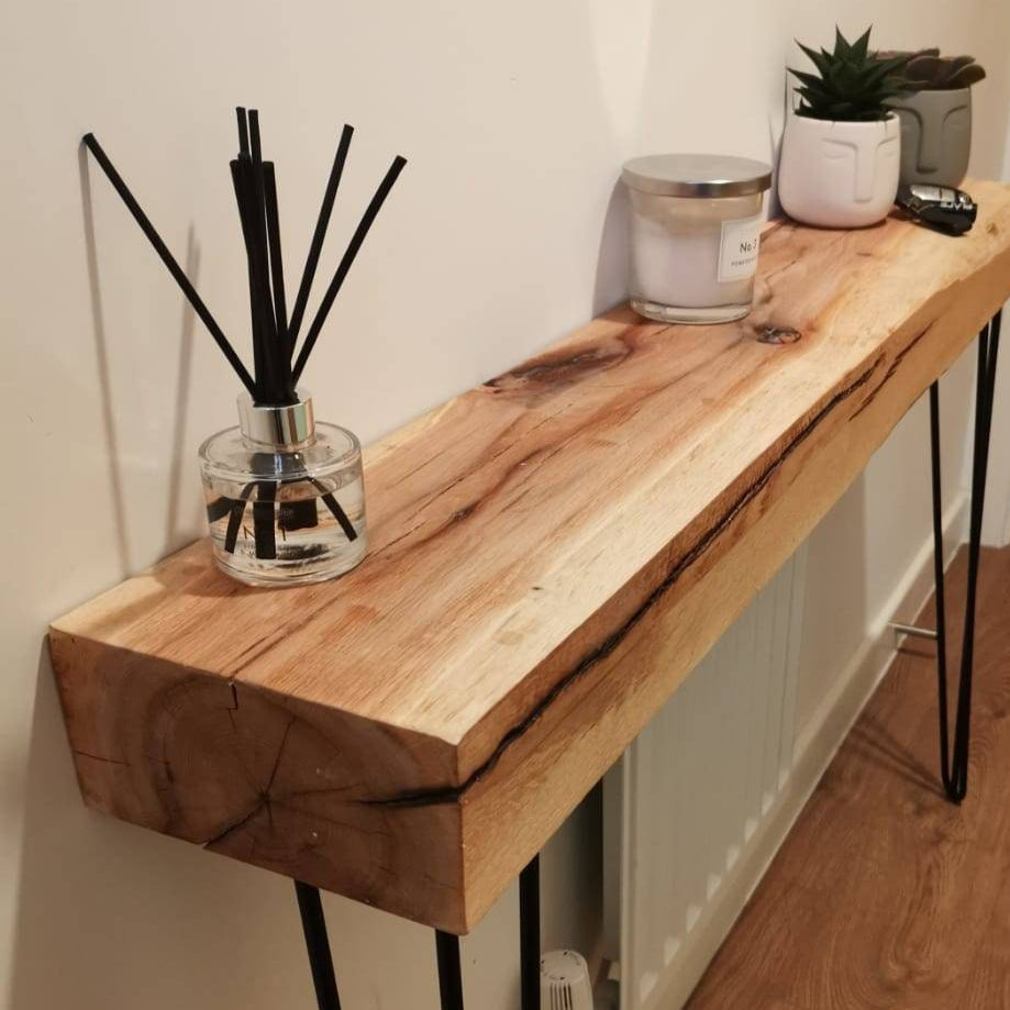 Solid Oak Entryway Table, Hairpin legs, Hallway Table, Rustic Decor, Radiator Cover, Console Table, Farmhouse Table, Rustic Wedding Decor