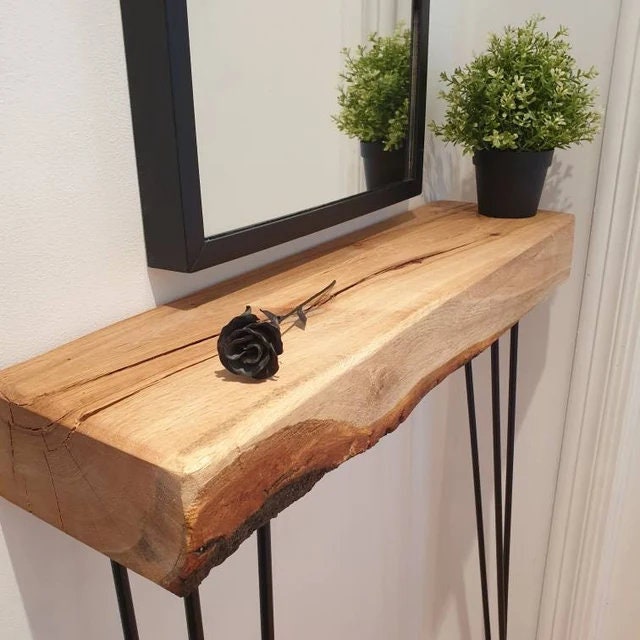 Solid Oak Entryway Table, Hairpin legs, Hallway Table, Rustic Decor, Radiator Cover, Console Table, Farmhouse Table, Rustic Wedding Decor