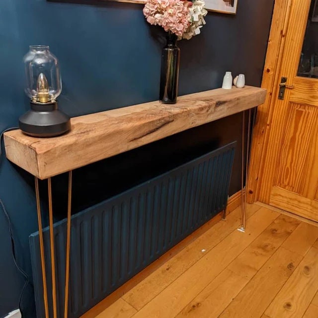 Solid Oak Entryway Table, Hairpin legs, Hallway Table, Rustic Decor, Radiator Cover, Console Table, Farmhouse Table, Rustic Wedding Decor