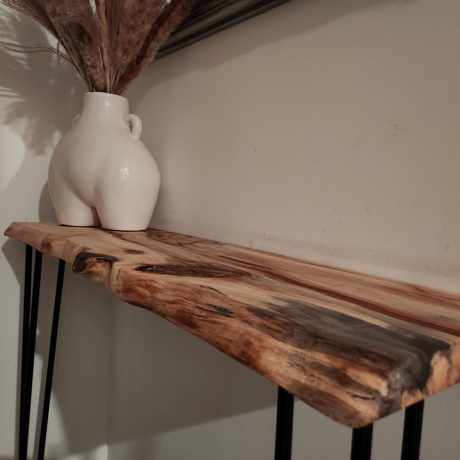 Stunning Live Edge Solid Spalted Horse Chestnut Entryway Table made from beautiful English Hardwood