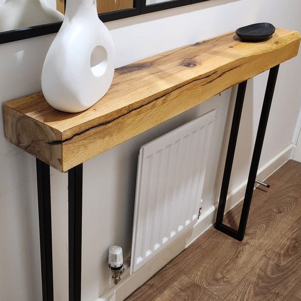 Solid Oak Entryway Table, Square Legs, Hallway Table, Rustic Decor, Radiator Cover, Console Table, Farmhouse Table, Rustic Wedding Decor