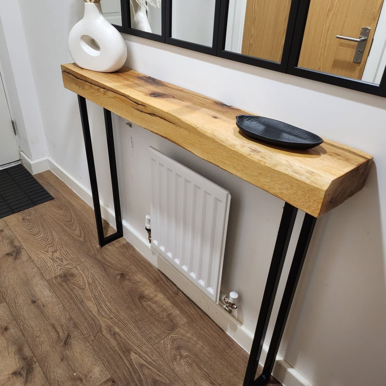 Solid Oak Entryway Table, Square Legs, Hallway Table, Rustic Decor, Radiator Cover, Console Table, Farmhouse Table, Rustic Wedding Decor